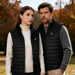 MRAWARM heated vest side pocket detail emphasizes practical storage and sleek silhouette.