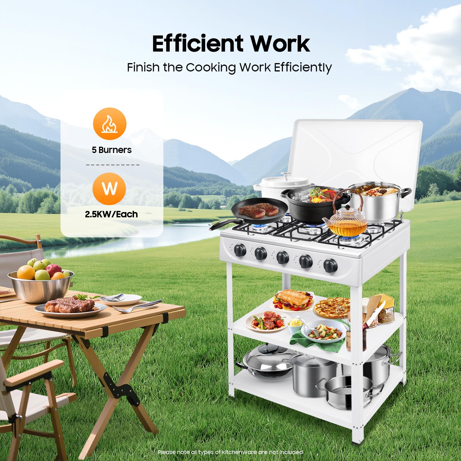 MRFIOJYDR wind shield shown for stable outdoor cooking