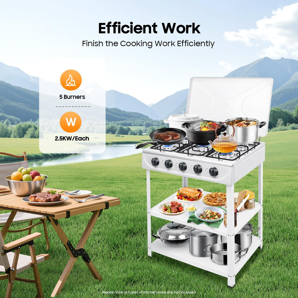 MRFIOJYDR wind shield shown for stable outdoor cooking