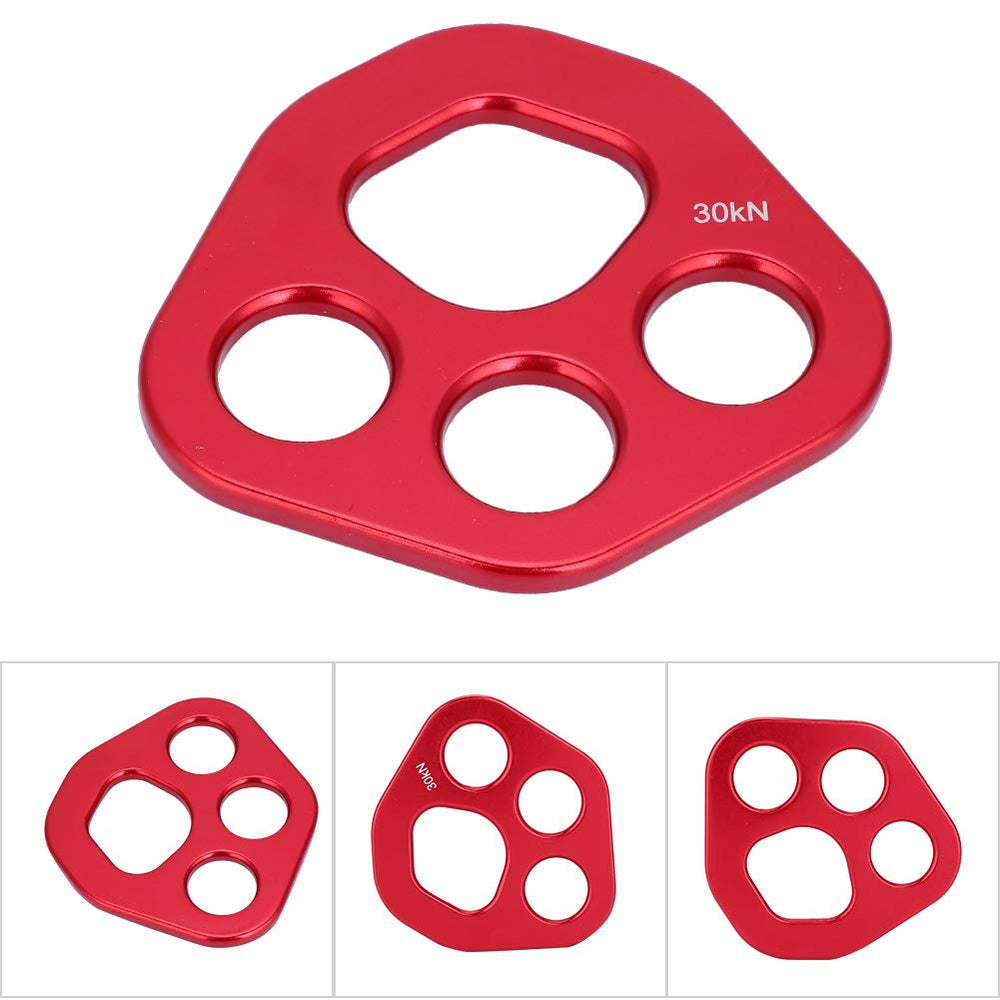 Mrisata Climbg rope bridge attachment plate used in outdoor adventures.