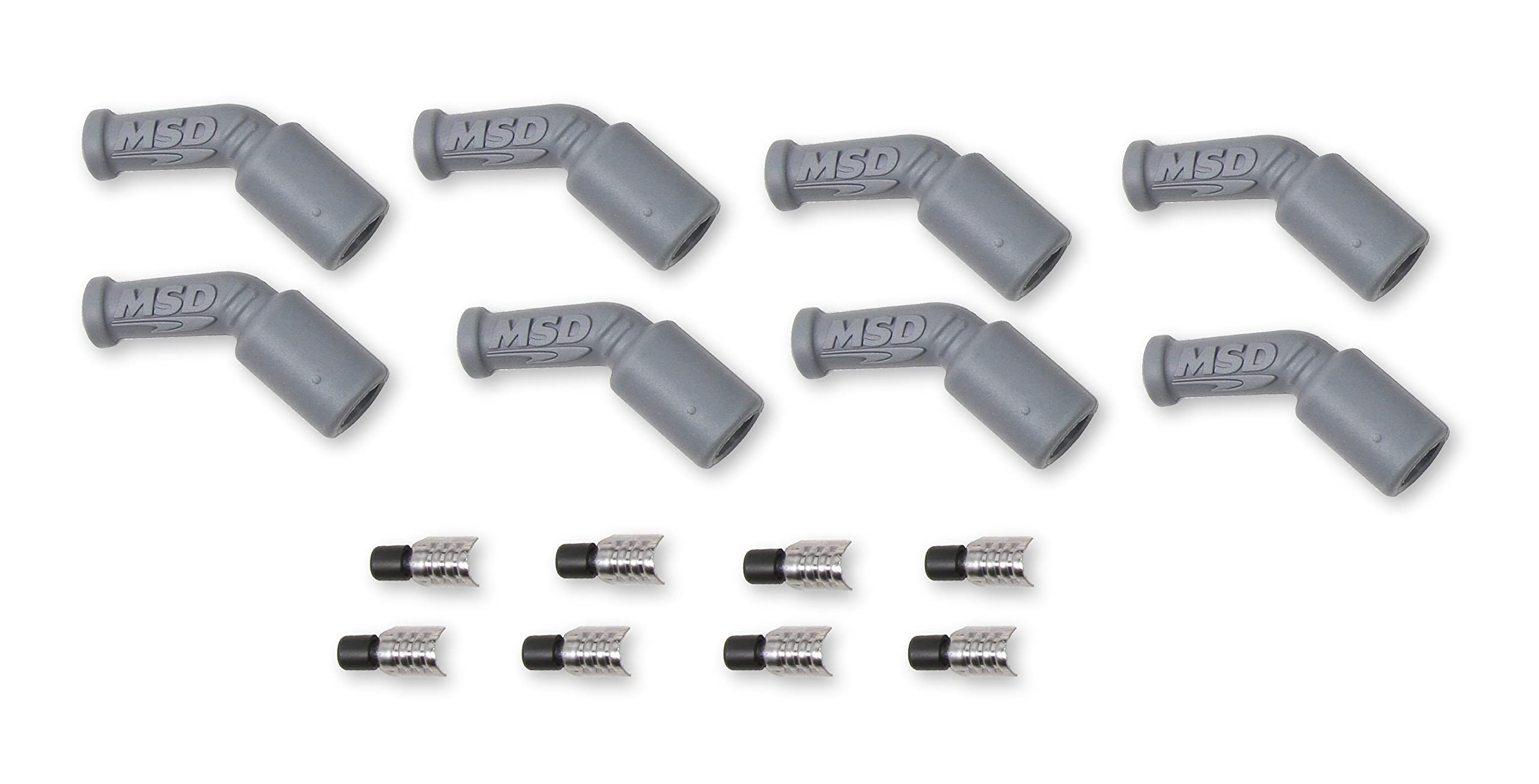 MSD LS1 45-degree boots closeup for durable high-temp coil wiring.