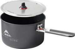 MSR 2.5L nonstick ceramic camping pot top view for quick gourmet meals outdoors.