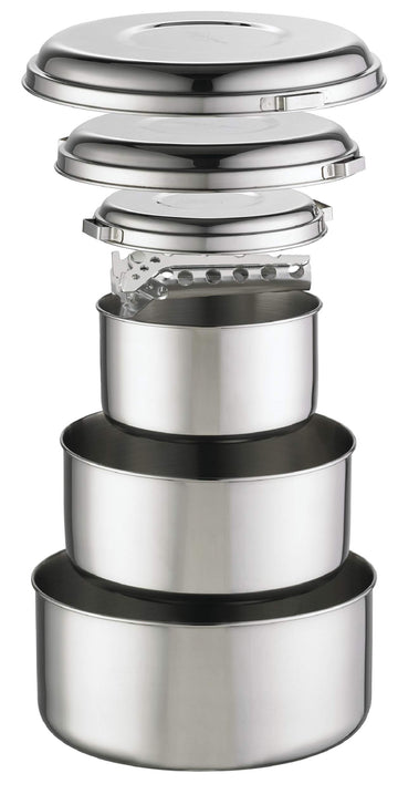 MSR Alpine 4 1L pot—durable stainless steel for solo trail meals.