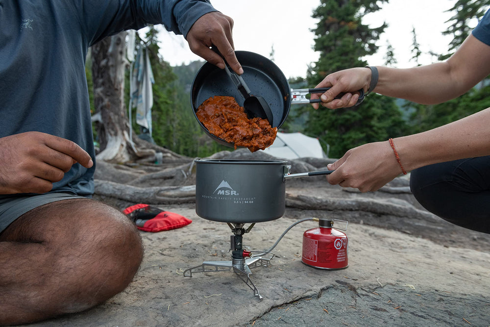 MSR Alpine camping spoon with flat bottom design to prevent spills during meals outdoors