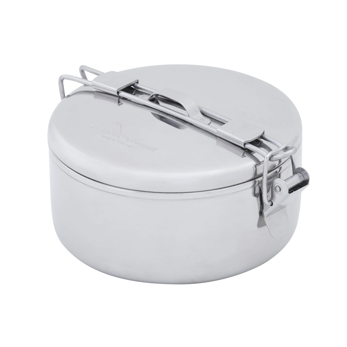 MSR Alpine Stowaway pot closeup shows durable stainless steel for rugged camp use