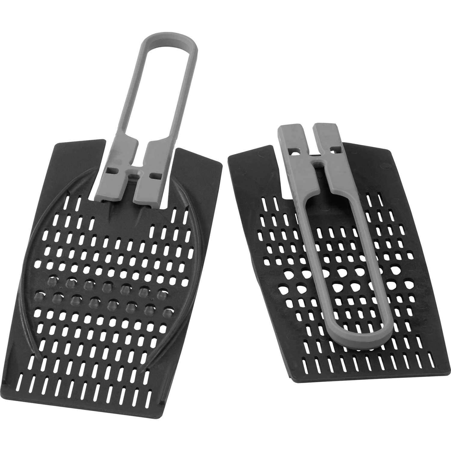 MSR strainer/cheater with curved ridge fits most pots on the stove.