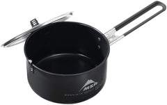MSR aluminum lid used as strainer for draining
