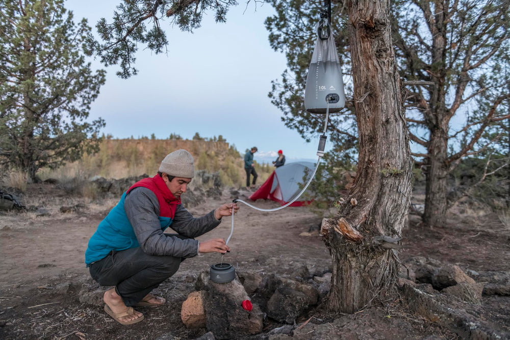 MSR AutoFlow XL packs down to 8x4 inches for backpacking