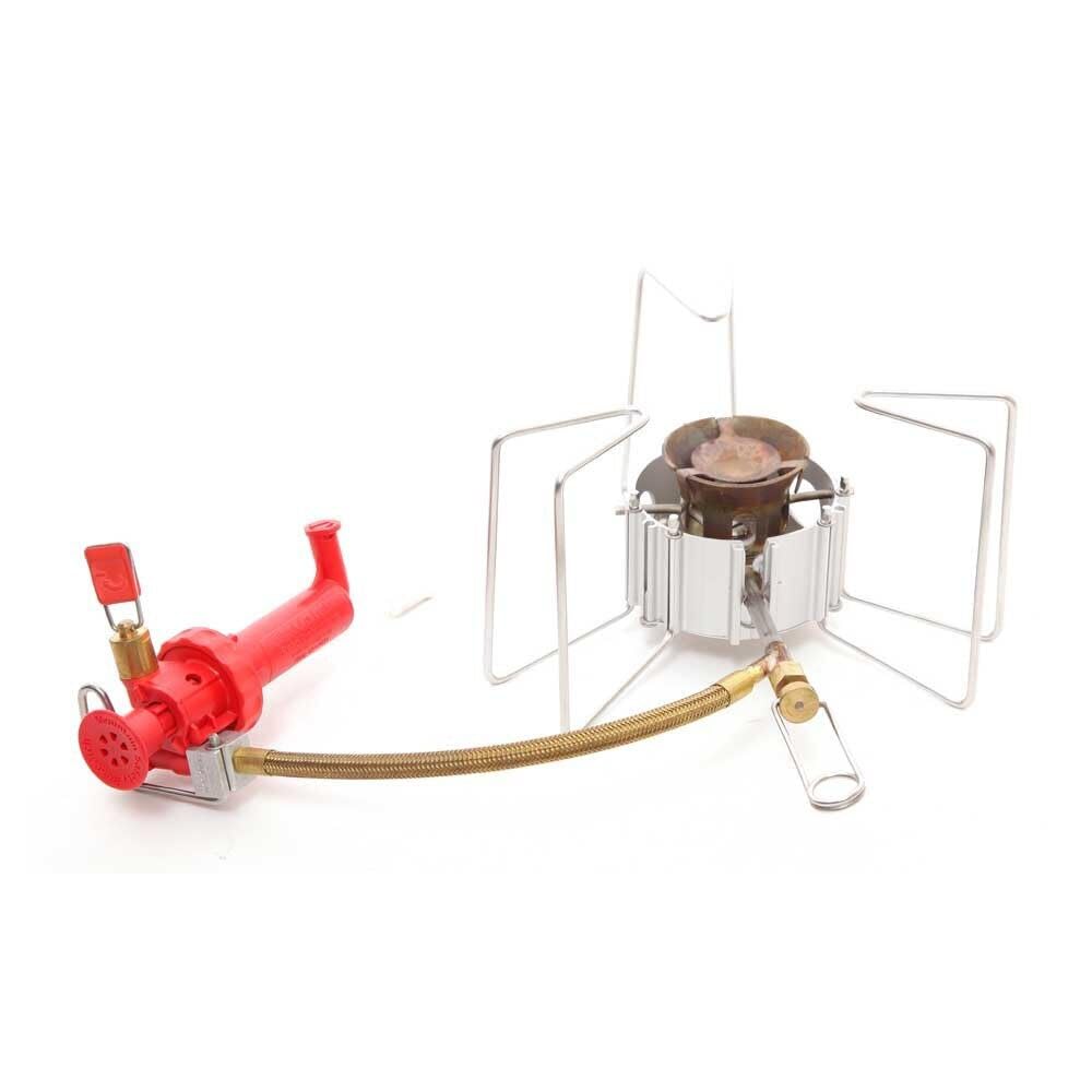 MSR Dragonfly compact stove folded for lightweight backpacking and storage.