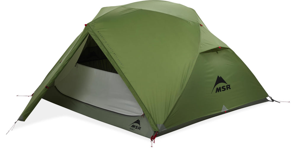 MSR Elixir exterior view shows a rugged tent ready for backcountry use.