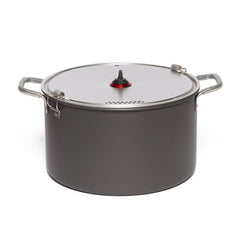 MSR Flex 4 big pot with strainer lid for group meals on camping trips.