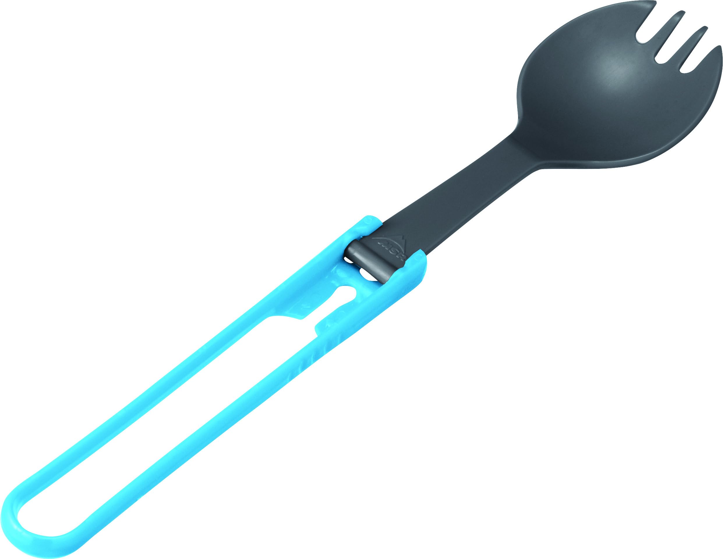 MSR folding camping spork open for easy on-trail meals.