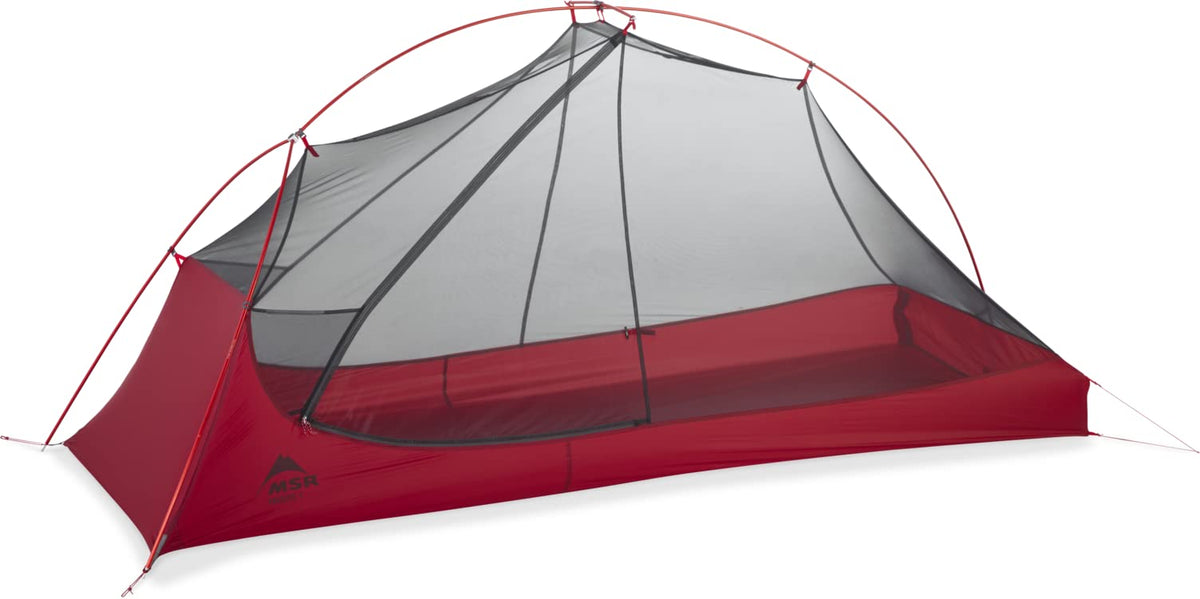 MSR Freelite 1P tent with rectangular floor for ample solo camping space.