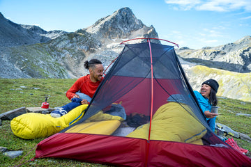 MSR Freelite 3P tent StayDry rain gutters keep entry dry.