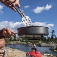 MSR hard-anodized aluminum ensures even heat distribution while cooking outdoors