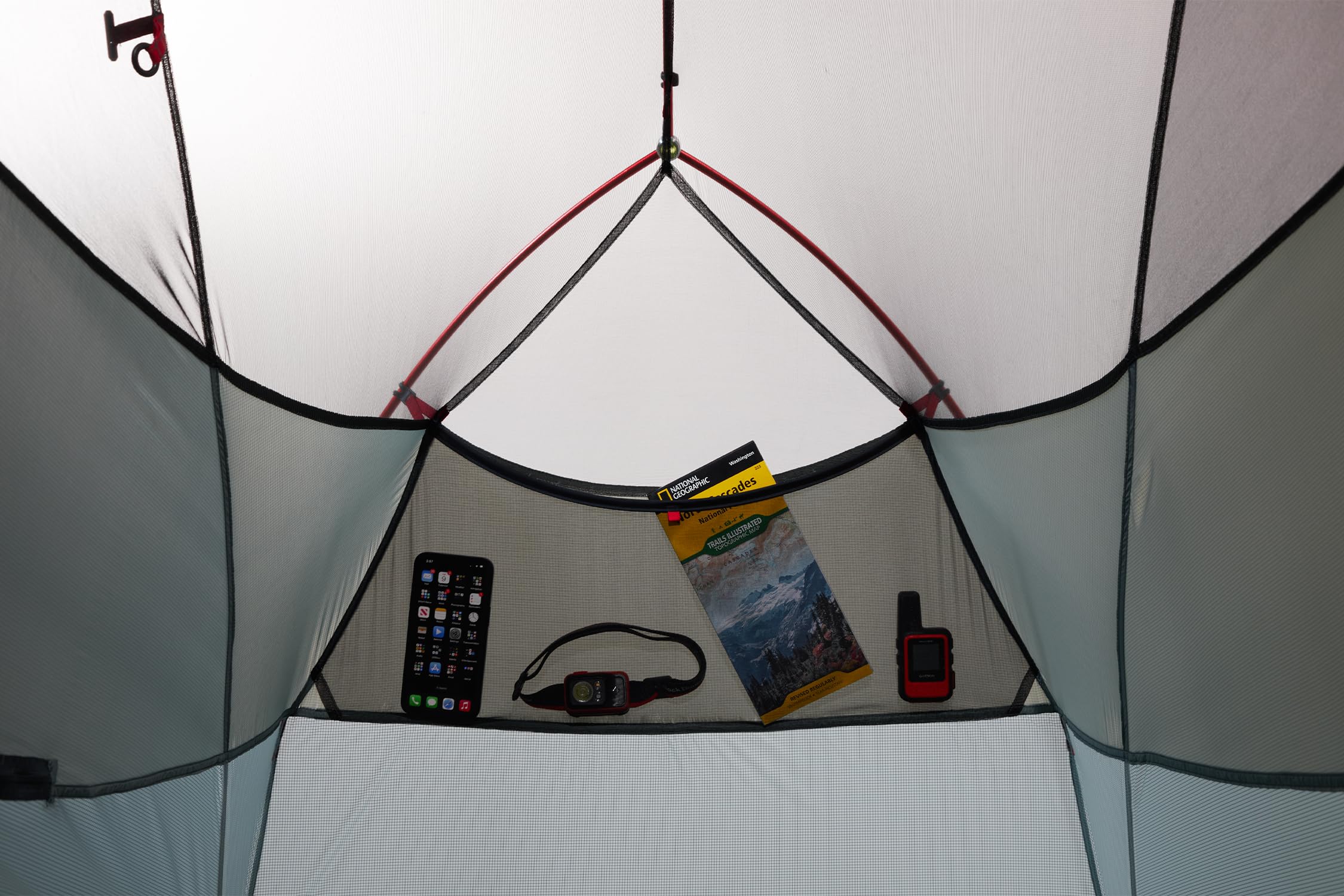 MSR Hubba Hubba LT gear loft and end pockets keep essentials tidy