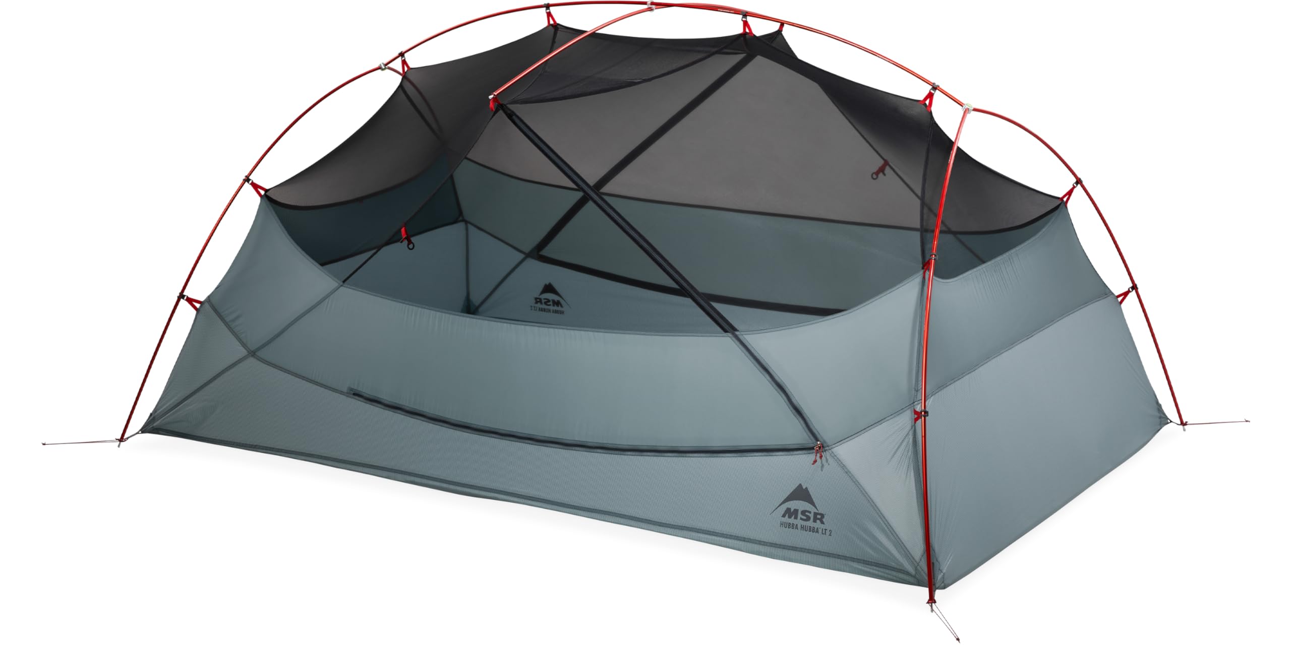 MSR Hubba Hubba LT rectangular floor accommodates thick sleeping pads for comfortable sleep.
