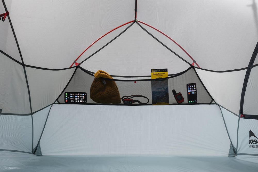 MSR Hubba Hubba LT large vestibules provide out-of-sleep storage for gear.