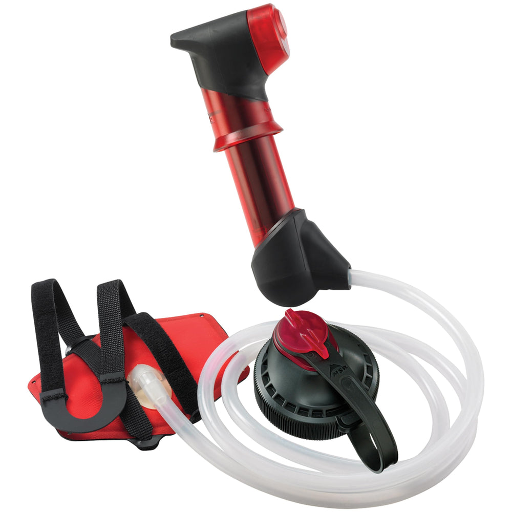 MSR HyperFlow filter body demonstrates compact ultralight design for multi-day backcountry trips.