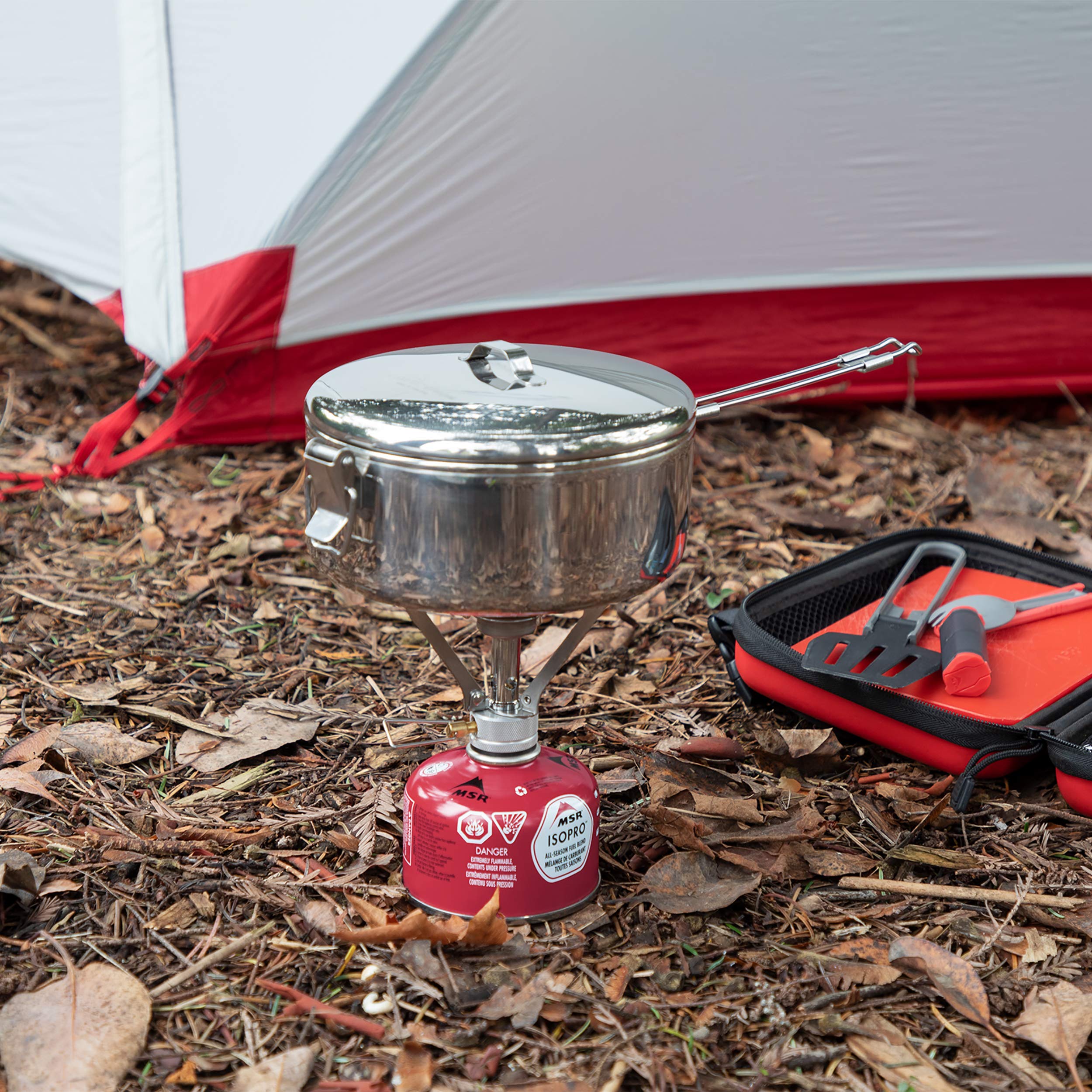 MSR lightweight-oz-9-5 shows minimal weight on scale for backpacking.