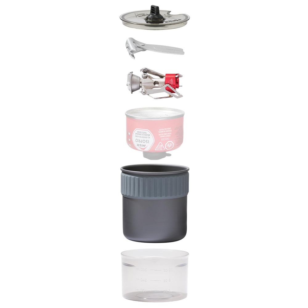 MSR PocketRocket 2 pot and bowl for compact trail meals.