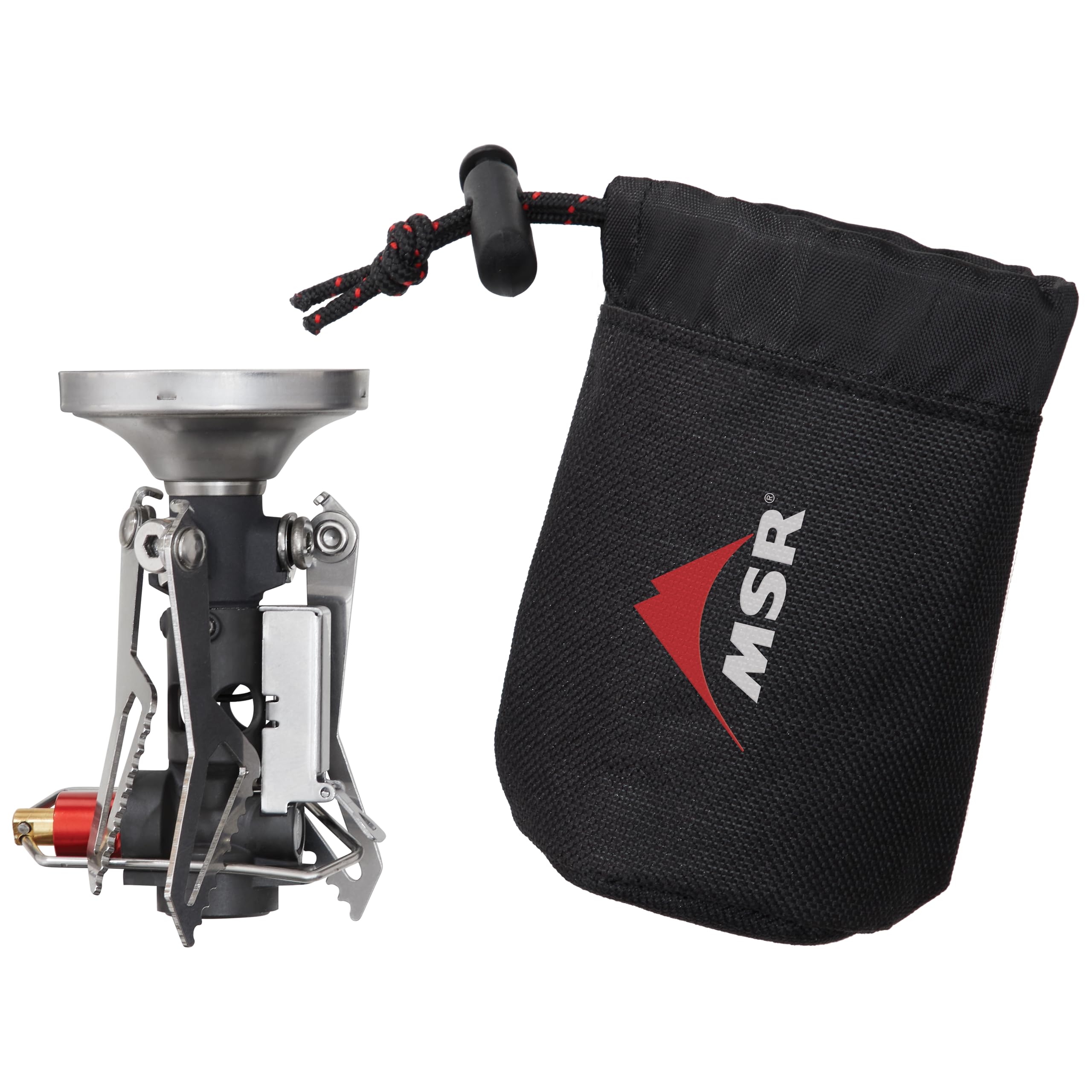 MSR PocketRocket Deluxe folded to ultra-compact size for easy packing.