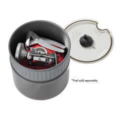 MSR 1.2 L hard-anodized pot with insulated grip from the kit.