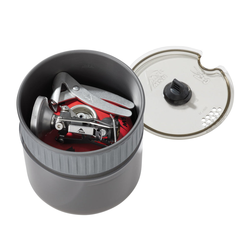 MSR PocketRocket Deluxe 1.2L pot ideal for boiling water for two.