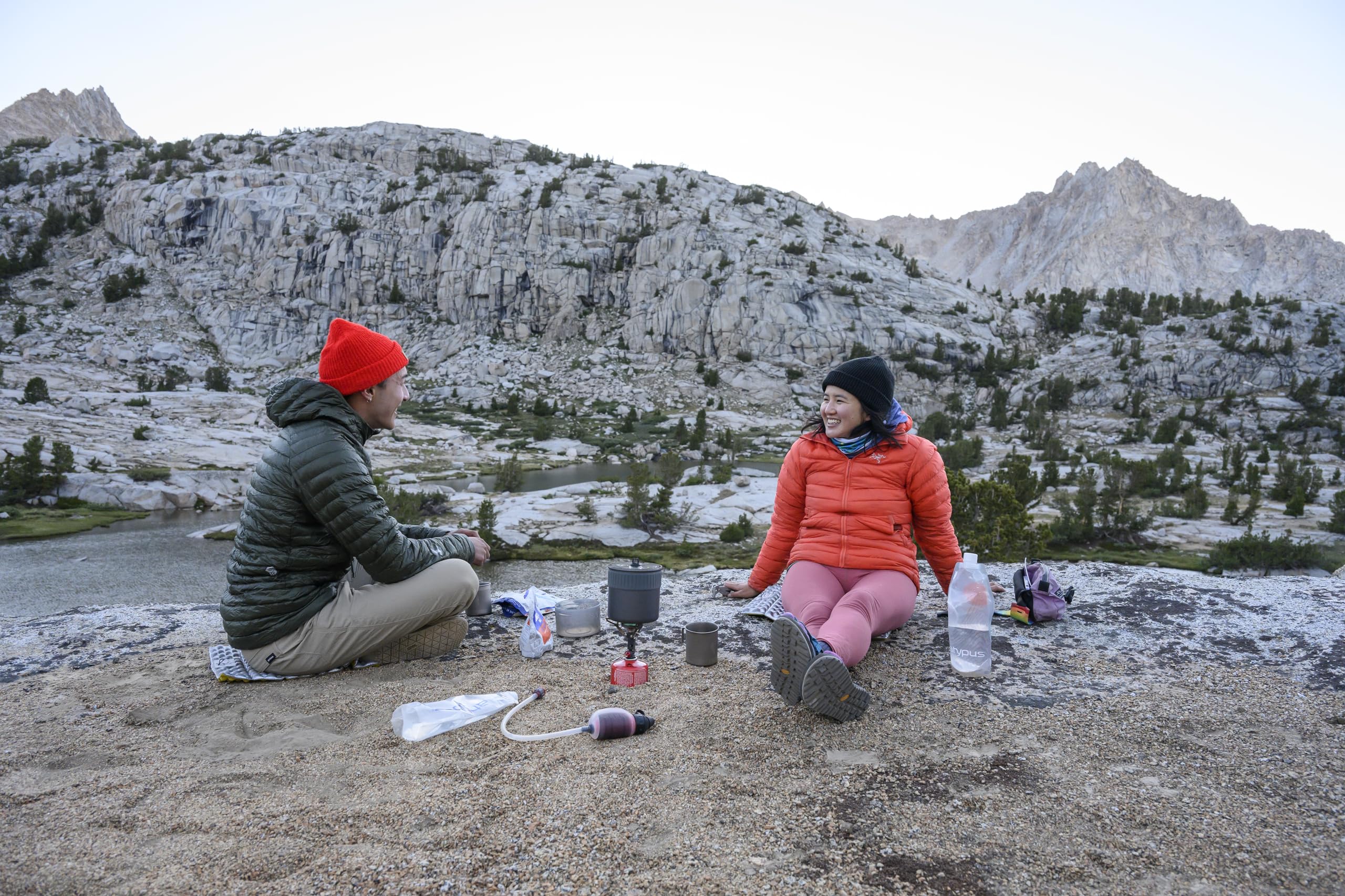 MSR PocketRocket Deluxe strainer lid for easy draining on trail.