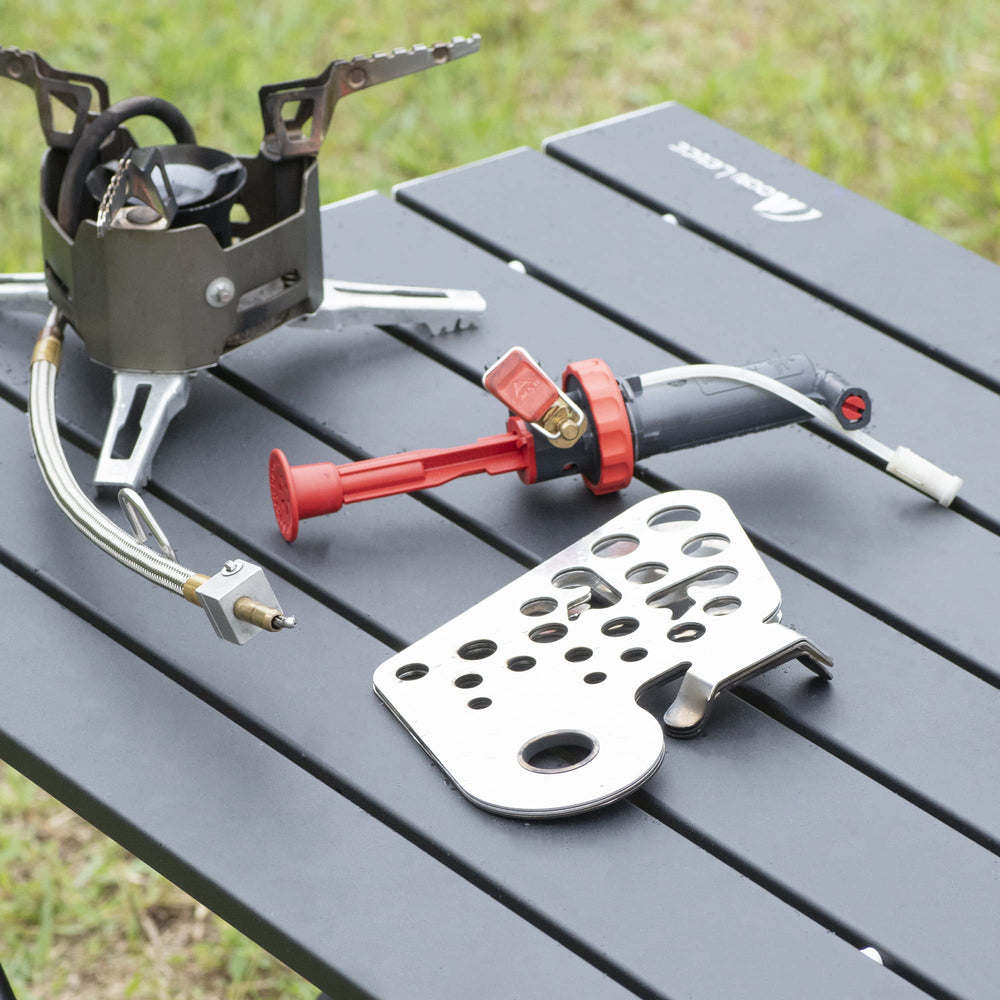 MSR pump dimensions 2.1 by 1.5 by 6.3 inches in a stove kit