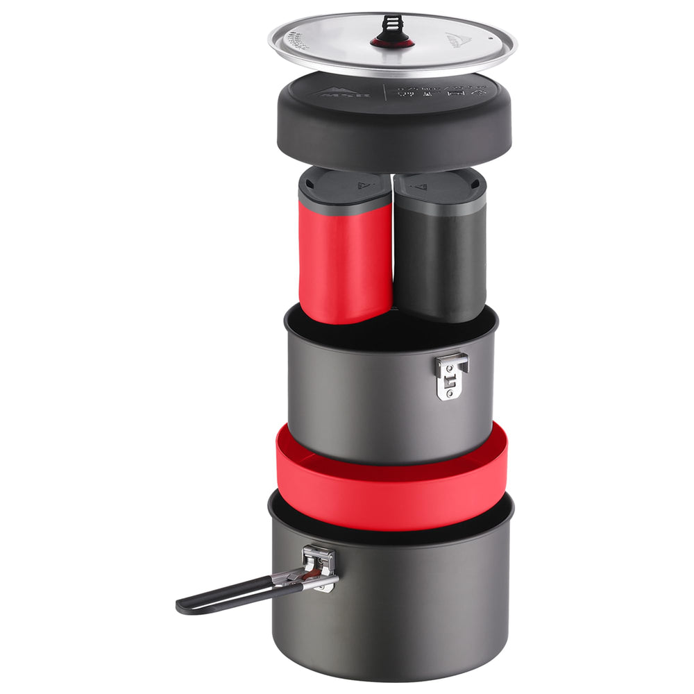 MSR Quick 2 camping cookset pots and mugs for backcountry meals.