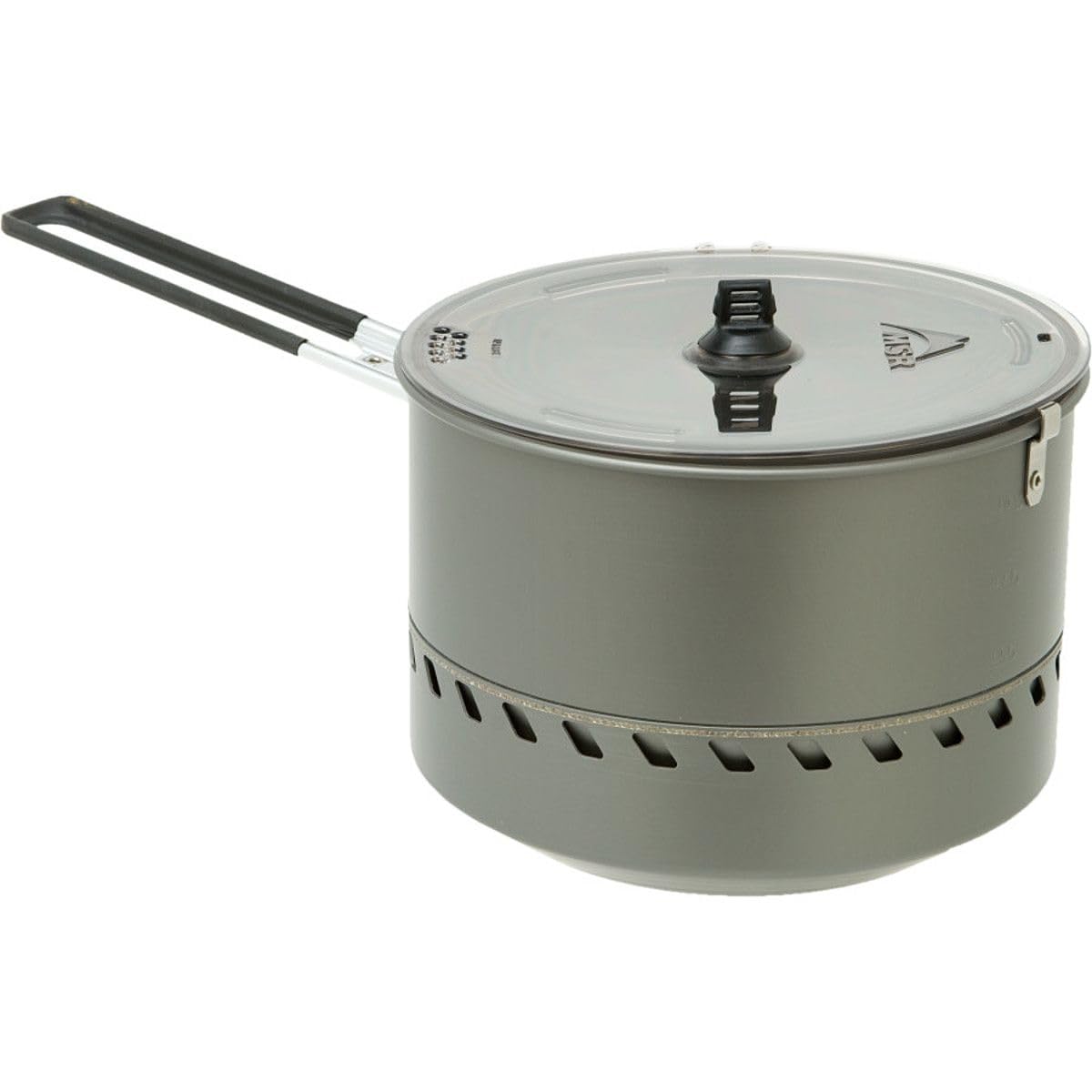 MSR Reactor 2.5L camping pot with closed lid for quick meals outdoors.