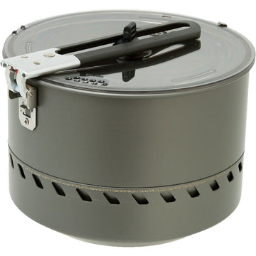 MSR Reactor pot with strainer lid in use for fast, drained meals.