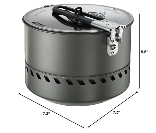 MSR Reactor stove with pot on snow demonstrates all-condition cooking.