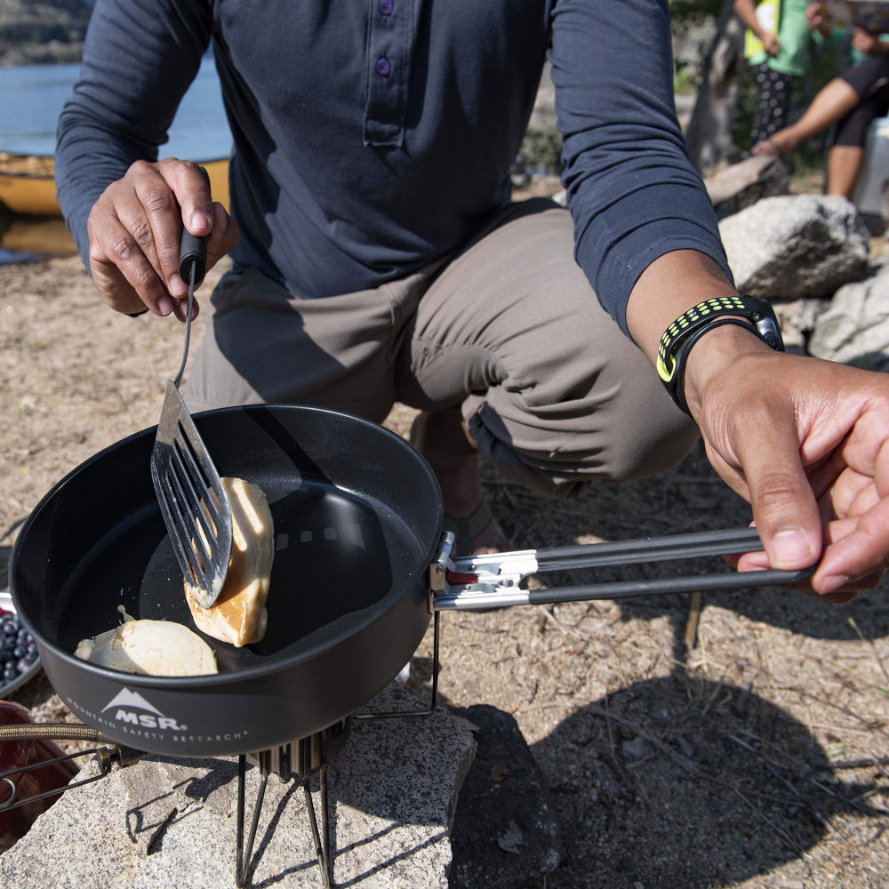 MSR ceramic skillet nonstick finish makes easy clean-up after camp meals