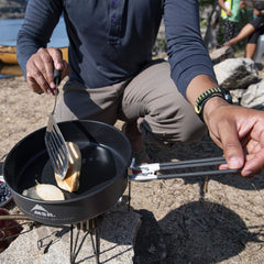 MSR ceramic skillet nonstick finish makes easy clean-up after camp meals