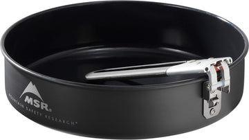 MSR skillet with Talon handle attached for secure, removable cooking on the trail