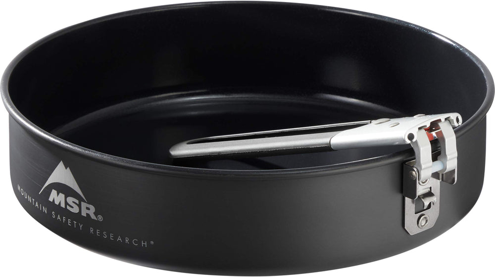 MSR skillet with Talon handle attached for secure, removable cooking on the trail