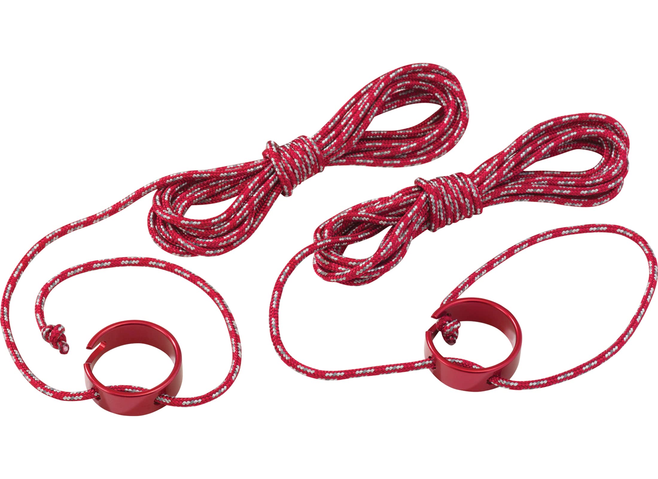 Close-up of MSR cam ring tensioner demonstrating secure, knot-free tensioning