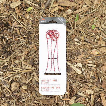 Packaging view of MSR Tent Guyline Kit highlighting easy setup