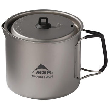 MSR Titan 900 mL kettle packed for ultralight solo backpacking.
