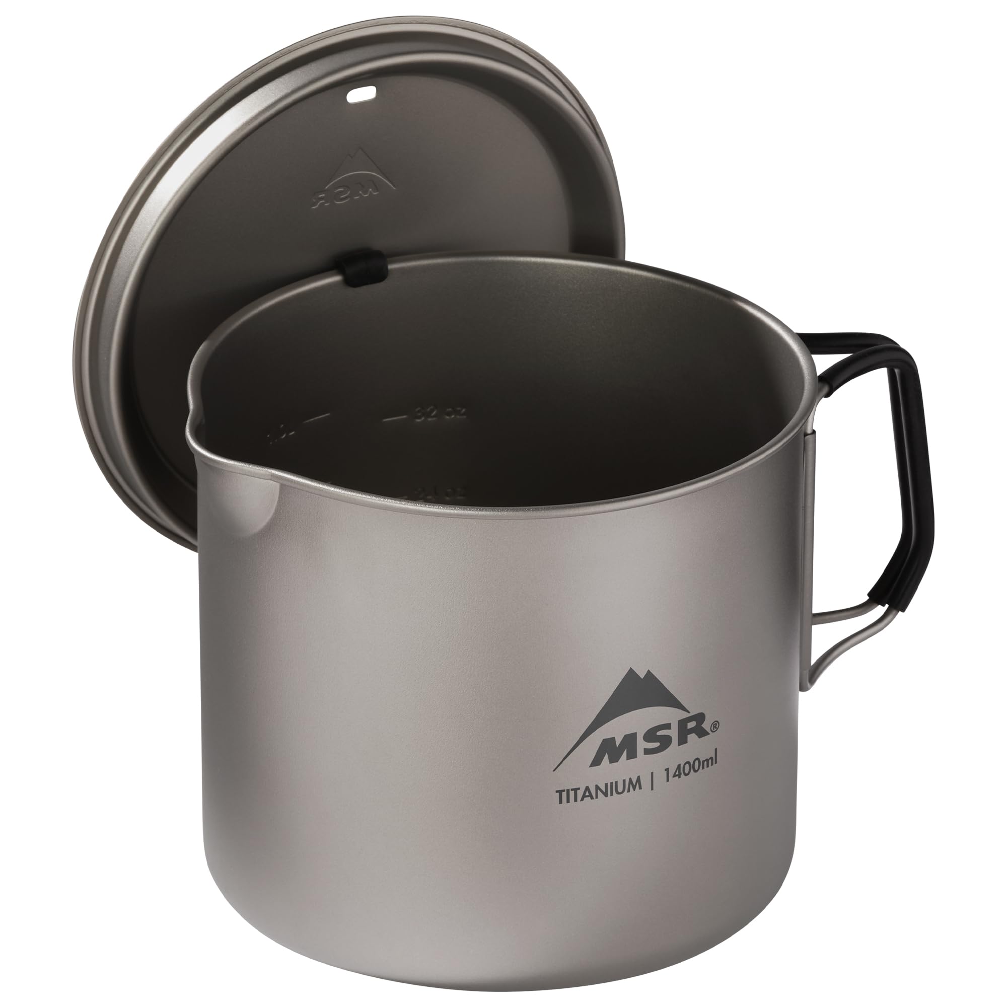 MSR Titan Kettle lid and handle secure for safe packing and cooking on the trail.
