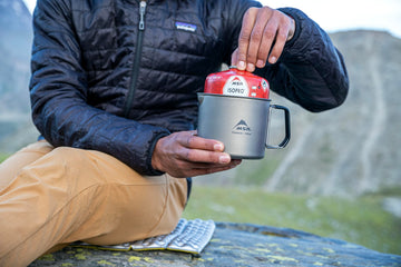 MSR Titan 900 mL fits PocketRocket 2 for solo cooking needs.