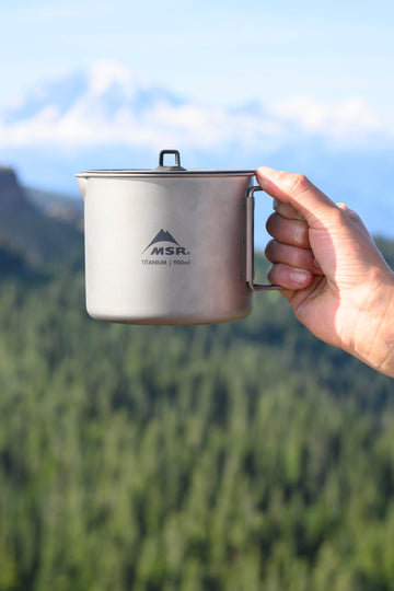 MSR Titan 126 g ultralight kettle keeps your backpack weight down.