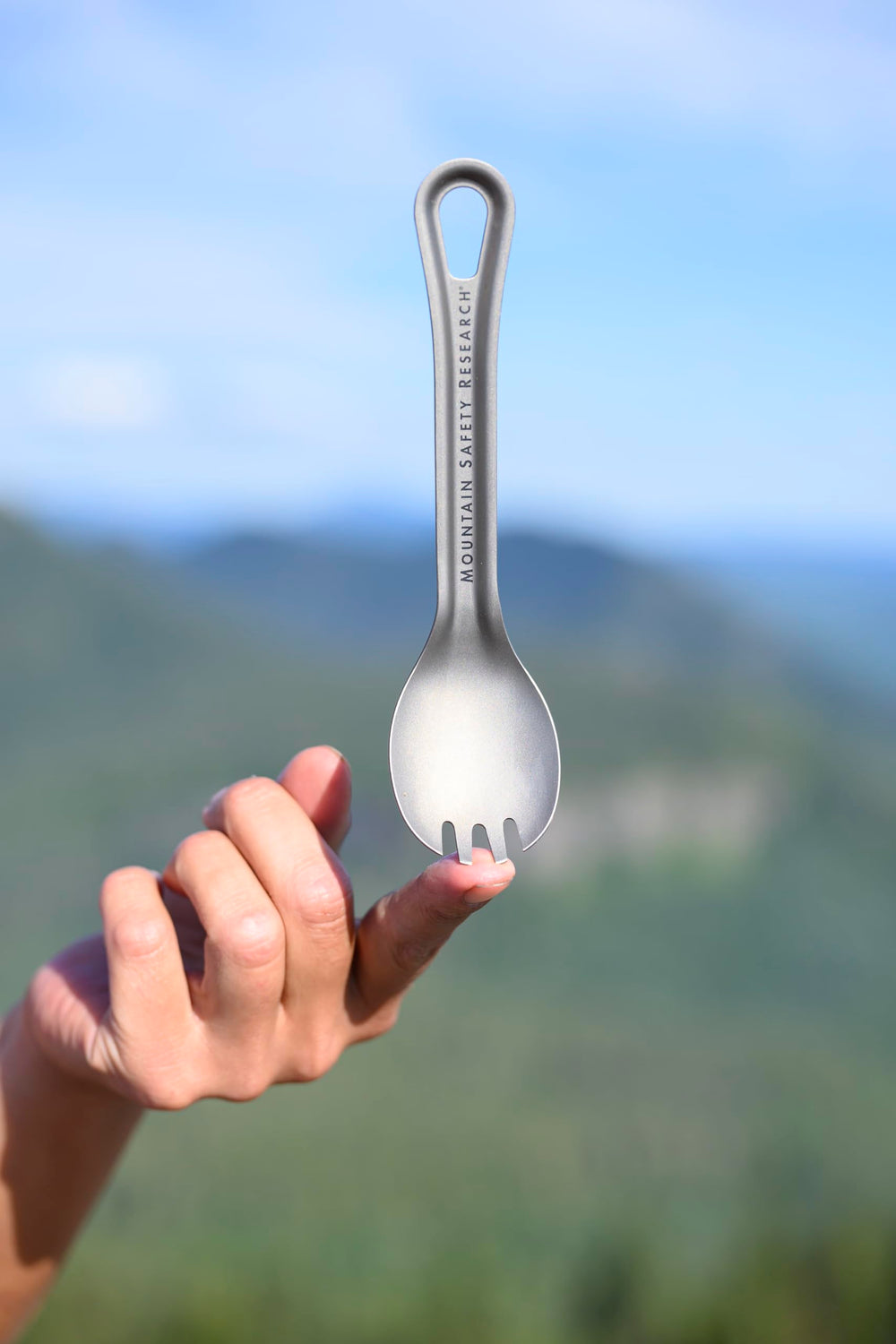 MSR Titan Spork carabiner loop visible for secure transport.
