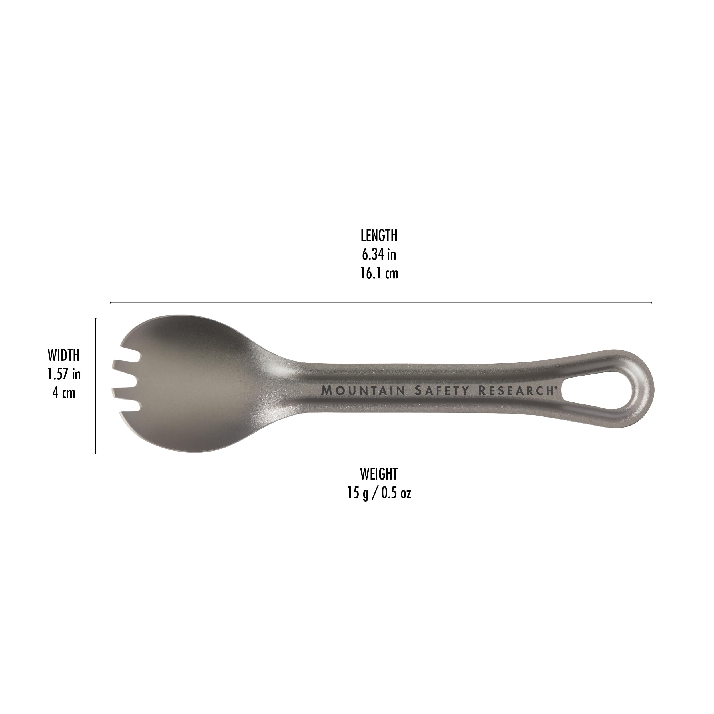 MSR Titan Spork in pack, carabiner loop keeps gear secure.