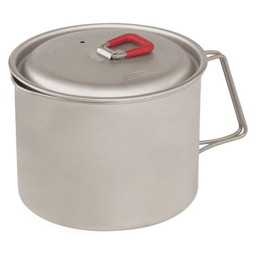 MSR Titan Ultralight Kettle with lid on for compact backpacking cooking.