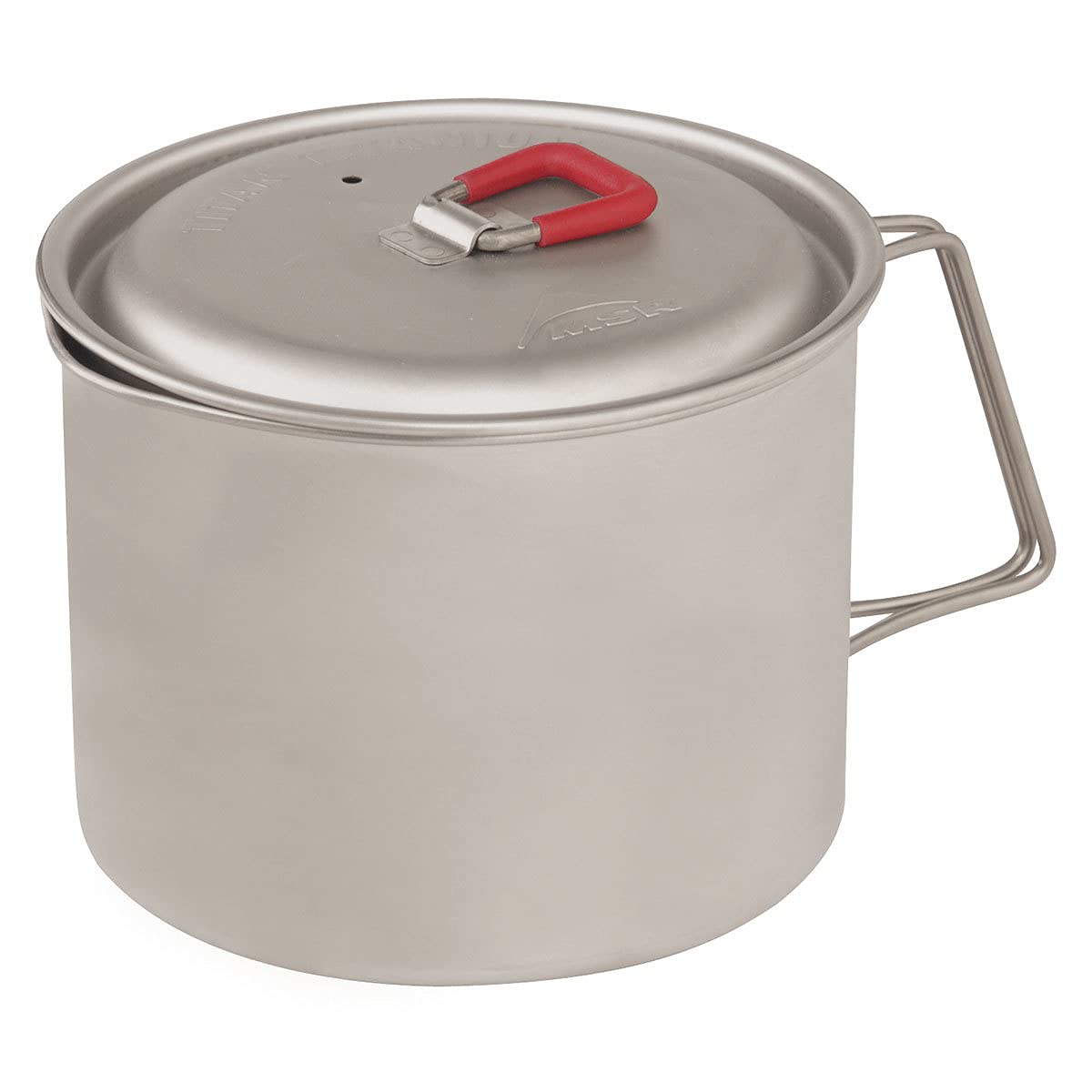 MSR Titan Ultralight Kettle with lid on for compact backpacking cooking.