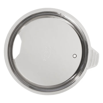 MSR Titan ultralight mug with lid open demonstrates double-wall insulation for hot or cold drinks.