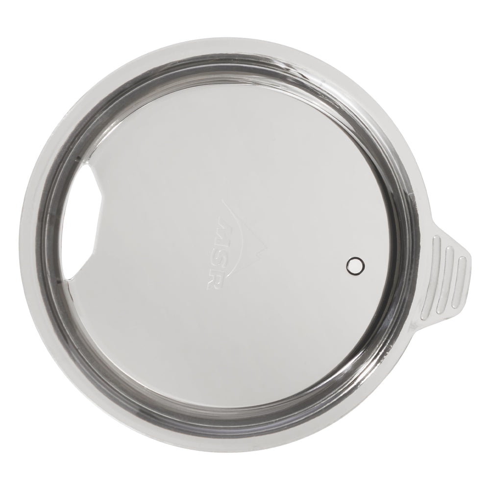 MSR Titan ultralight mug with lid open demonstrates double-wall insulation for hot or cold drinks.